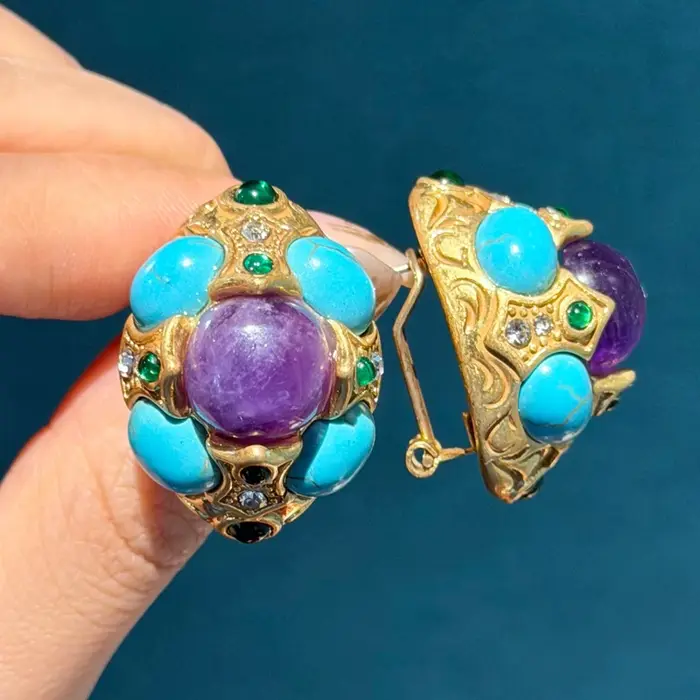 Boucles d'oreilles Vintage bleu Turquoise
