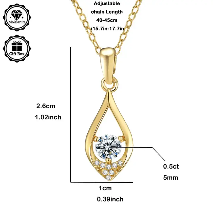LAMVOICE/bijoux pour femmes bijoux de haute qualité collier hypoallergénique 0.5 carat moissanite