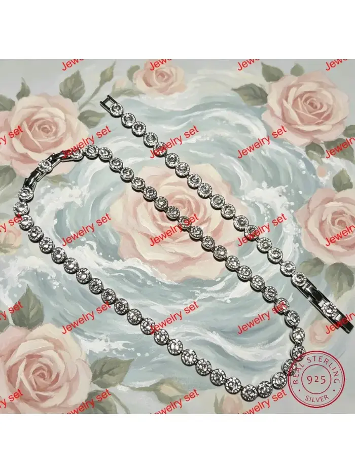 Ensemble de bijoux en argent sterling 925 serti de cristal pour mariage et occasions spéciales femmes style moderne