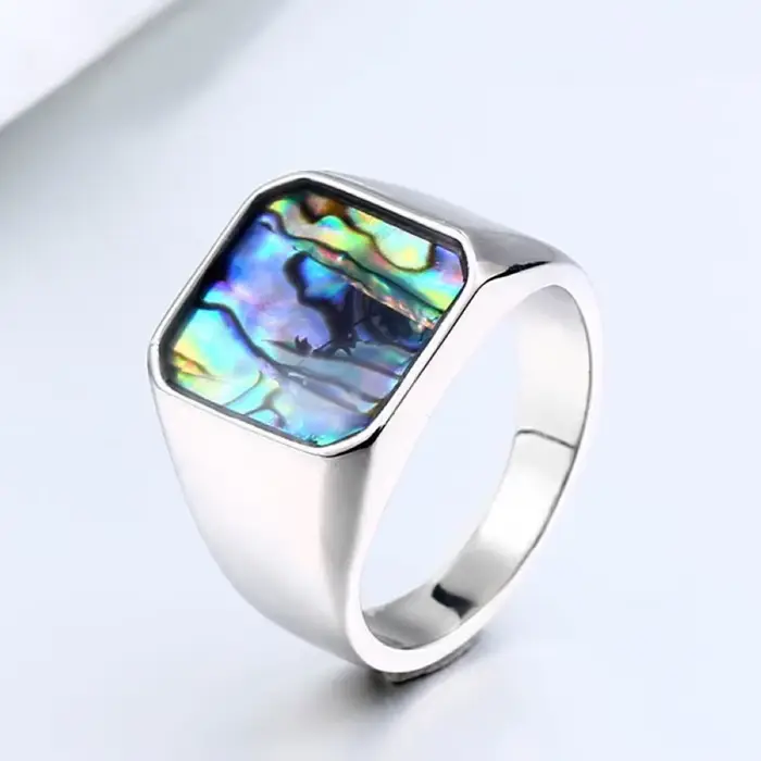 Bague carrée pour homme en acier inoxydable couleur argent, tailles 7/8/9/10/11/12/13, surface miroir étanche, bijou solide pour le doigt
