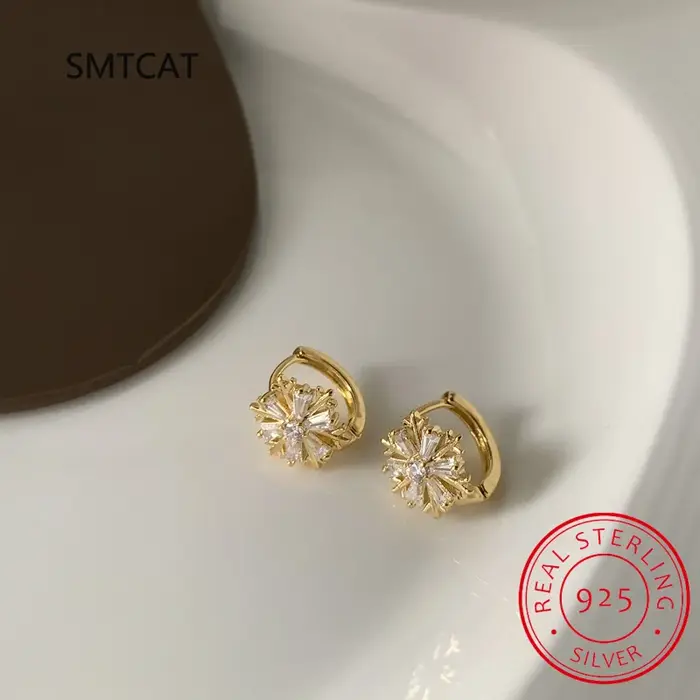 Boucles d'oreilles créoles flocons de neige argent 925 pour femmes anniversaires fiançailles mariages cadeaux occasions spéciales