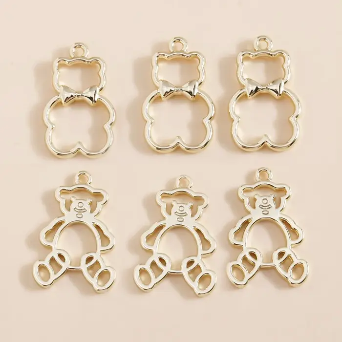 Charme ours Leslie-Breloques plaqué or pour bijoux DIY et création de bijoux personnalisés pour femmes