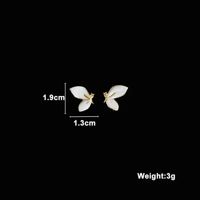 Boucles d'oreilles pendantes pour femmes, blanc pur, fleur floraison, émail acrylique, papillon, Imi