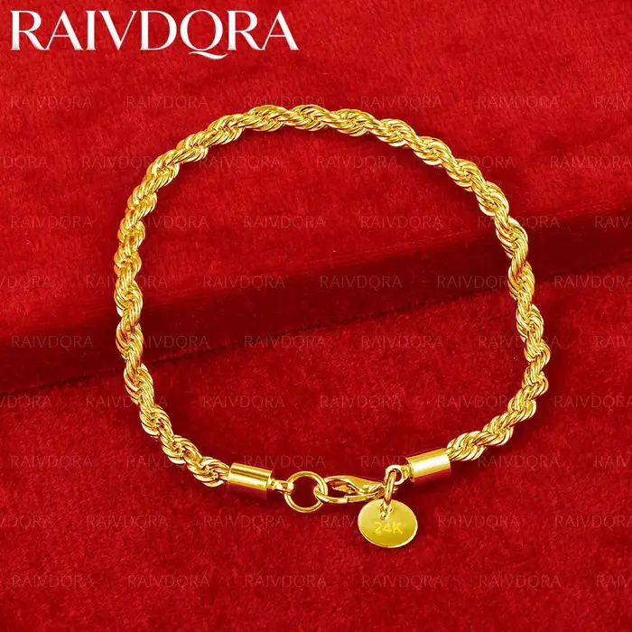 Bracelet chaîne en or plaqué 18 carats de 4 mm pour femmes et hommes