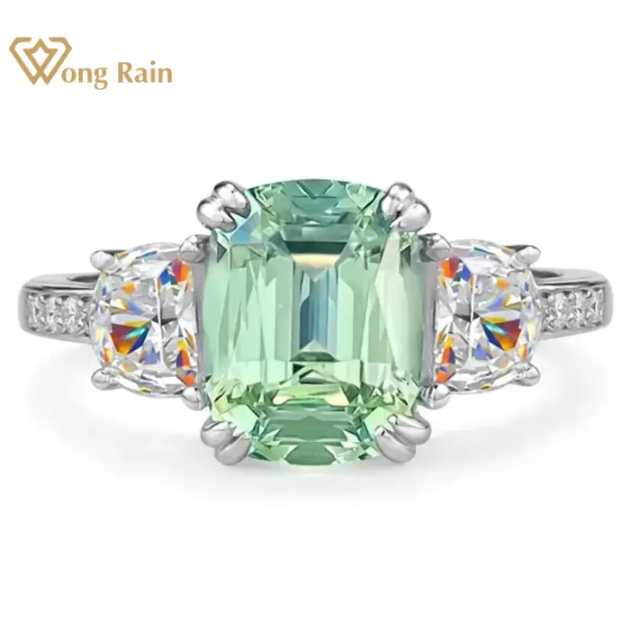Wong Rain – bague en argent sterling 100% 925, coupe coussin, 7x9 MM, saphir de laboratoire, tourmal
