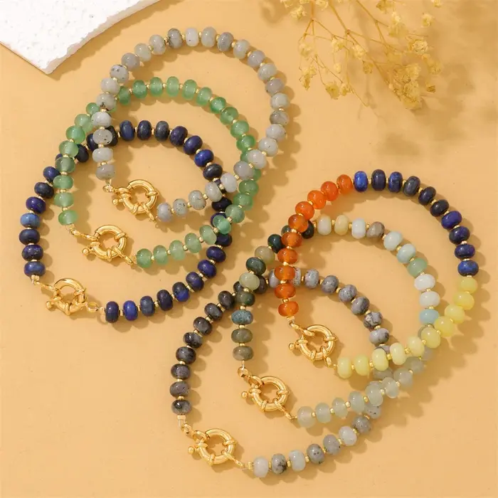 Bracelet en pierres naturelles rondeles pour femmes avec finitions en or occasions spéciales bijoux cadeaux