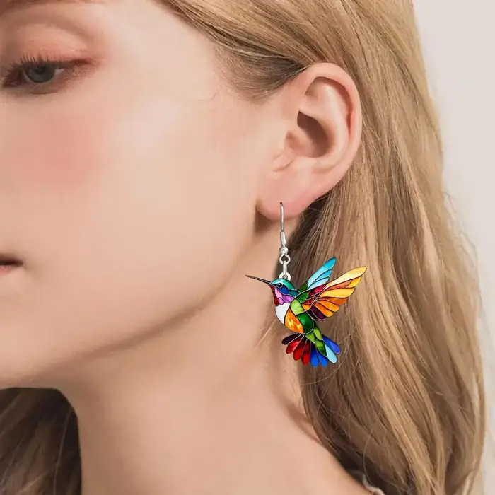Colliers colorés de boucles d'oreilles d'oiseau de colibri