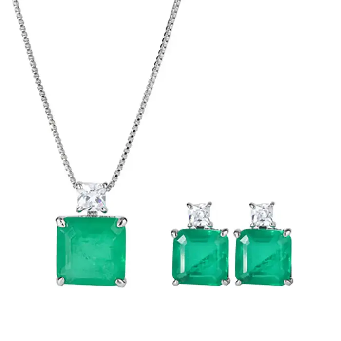KNRIcals EN-Ensembles de bijoux en émeraude de simulation de luxe