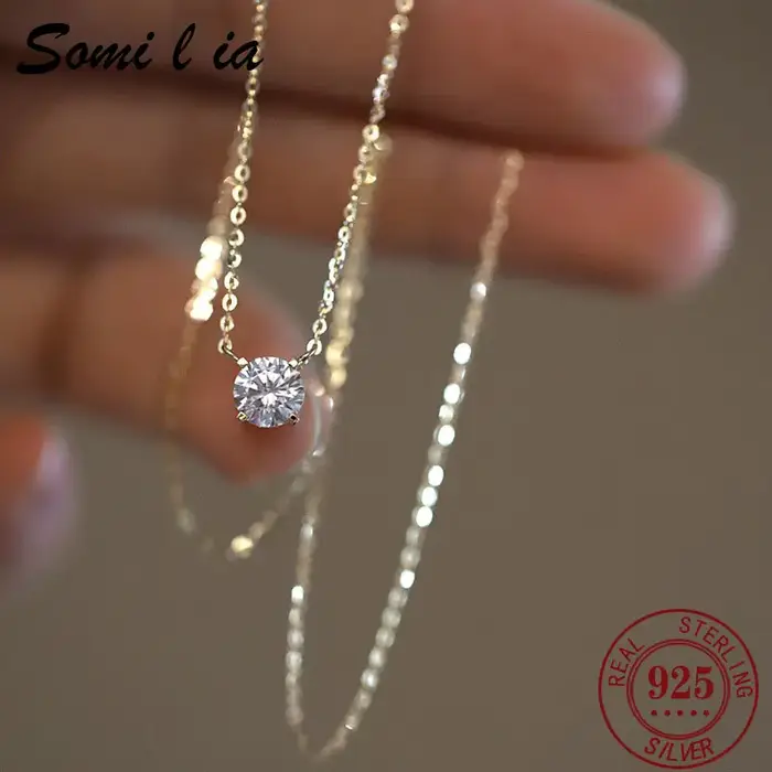 SOMILIA – collier en argent Sterling 925 plaqué or 18 carats, chaîne de clavicule polyvalente en Zir