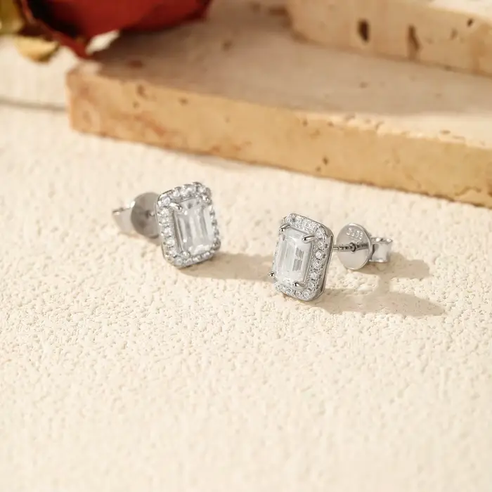 MODIAN – ensemble de Moissanite taille émeraude