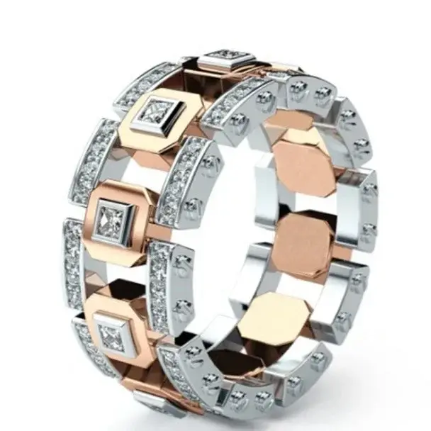 Bague de fiançailles plaquée moderne à la mode pour femmes, couleur fendue, créative et complète