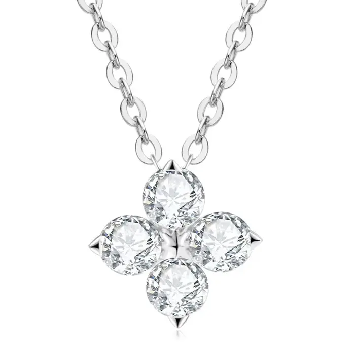 Collier pendentif trèfle à quatre feuilles en argent sterling 925, coupe poire, moissanite D VVS1, bijoux fins de luxe pour femmes