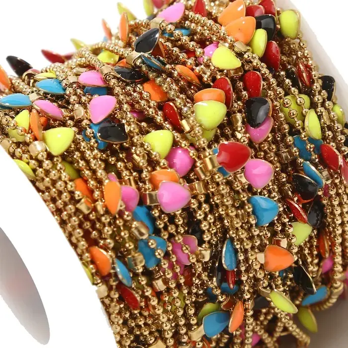 JOWith-Pendentif à breloque coeur en émail coloré