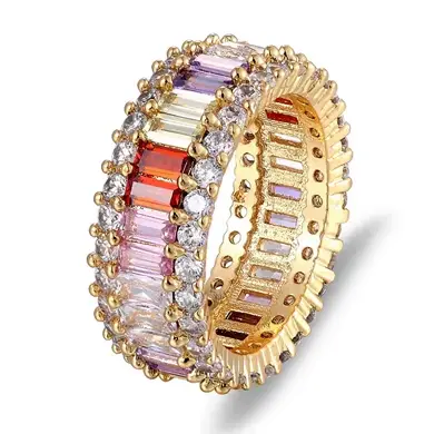 Nidin-Bague en zircon cubique arc-en-ciel pour femme et fille, bijoux de fiançailles, cadeau de mari
