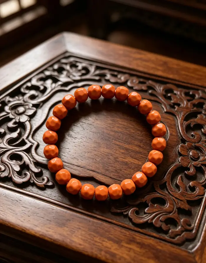 Bracelet en perles de Bodhi facettées orange