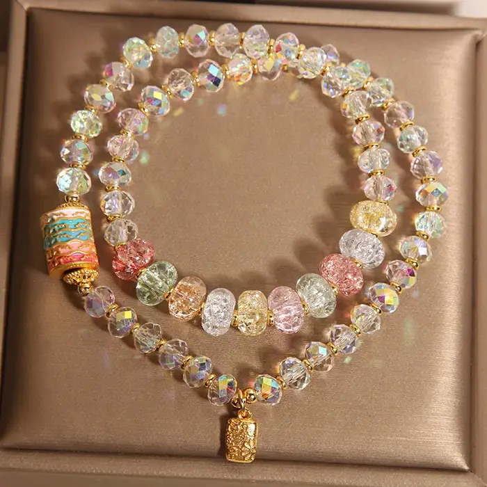 Bracelet Double cercle en cristal blanc de style chinois pour femmes, léger, de luxe, haut de gamme,