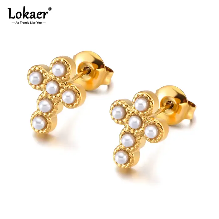 Lokaer – boucles d'oreilles Vintage en perles délicates et zircone cubique, bijoux classiques plaqués or pour femmes, imperméables, E26082