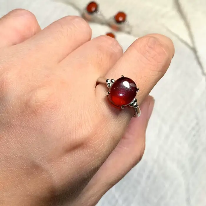 Bague en ambre naturel avec tourmaline or rose pour femmes romantique et mignon style végétal bijou de mariage cadeau spécial