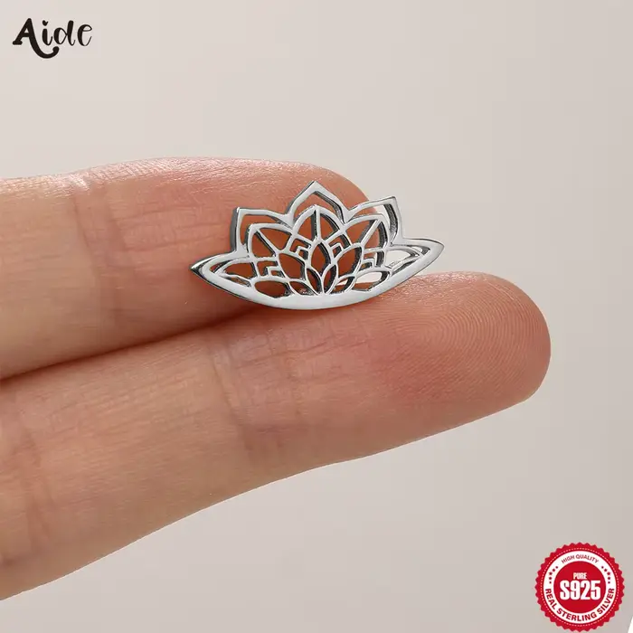 Aide bohème Mandala fleur de Lotus Punk boucle d'oreille géométrique caché Helix Piercing 925 argent Halloween accessoires cadeau bijoux