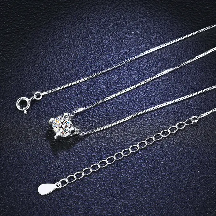 BagueRingen-Collier en argent regardé 925 avec pendentif en véritable moissanite pour femme