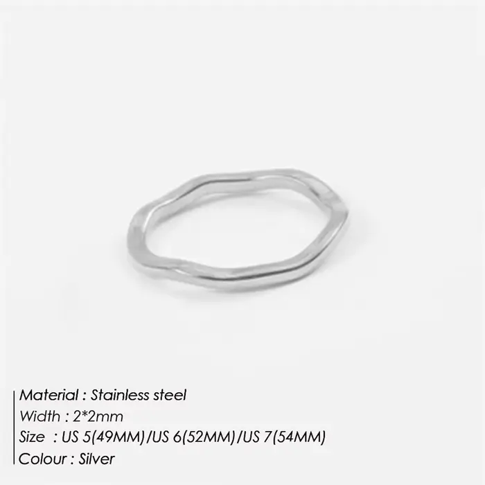 Bague en acier inoxydable pour femmes, anneaux ondulés irréguliers, tendance, Simple, géométrique, f