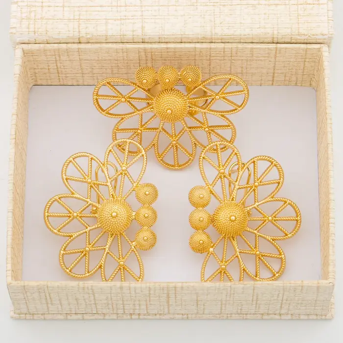 Ensemble de bijoux géométriques pour dames, boucles d'oreilles à pince et bague, collier africain de