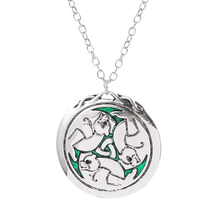 Collier empilable trois ours-pendentif rond de forêt