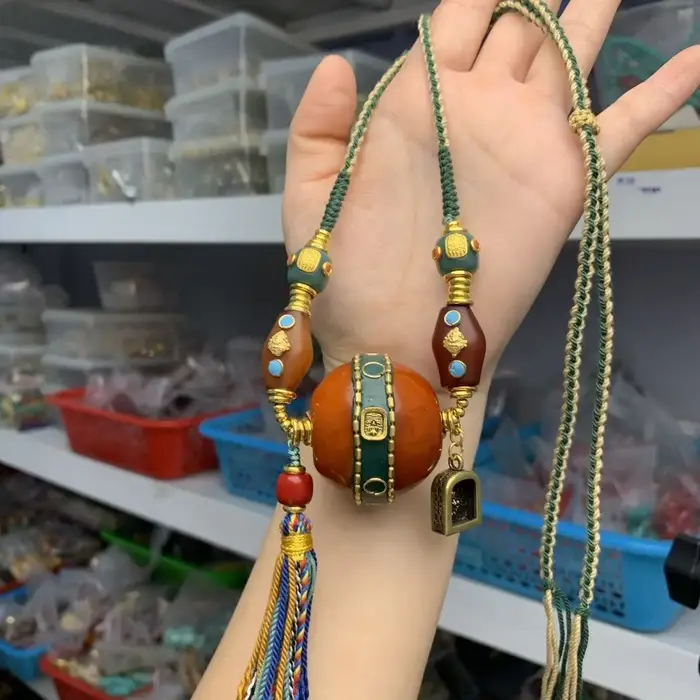 Collier tissé de Style tibétain incrusté de perles faites à la main