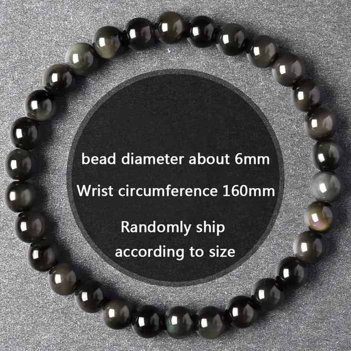 Bracelet en obsidienne œil arc-en-ciel naturel, perles bouddhistes pour hommes et femmes, Simple, mo
