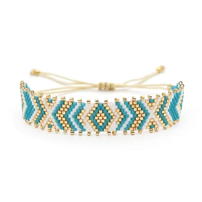 Bracelet en perles de riz bohème, réglable, cœur, géométrie polyvalente, mélange de couleurs, tissag