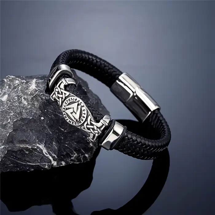 Bracelet Vintage en Acier Inoxydable pour Homme, Bijou Scandinave, Nministériels d Celtique, Amulett