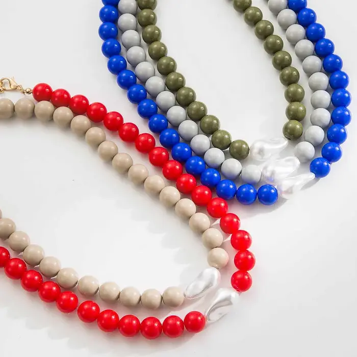 Collier ras du cou multicolore perlé