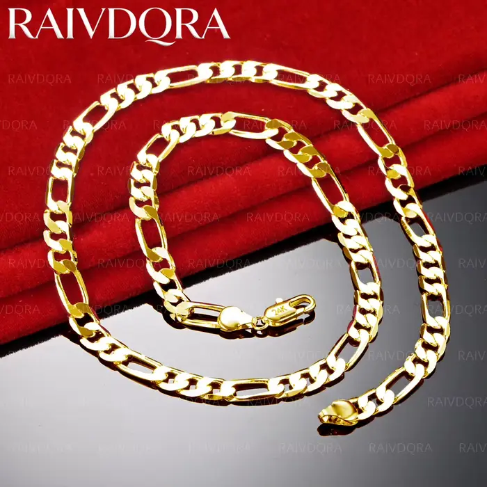 Collier chaîne plaqué or 18 carats, 40-75cm, 8mm, pour femmes et hommes, bijoux à la mode, accessoires de fête classiques et élégants, cadeau