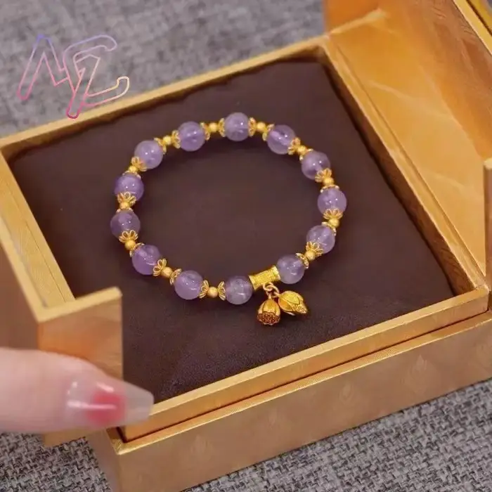 Bracelet Lotus en Jade naturel