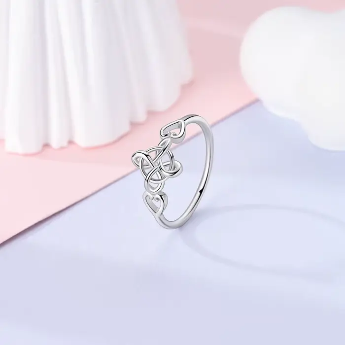 Bague en argent Sterling 925 avec nœud celtique