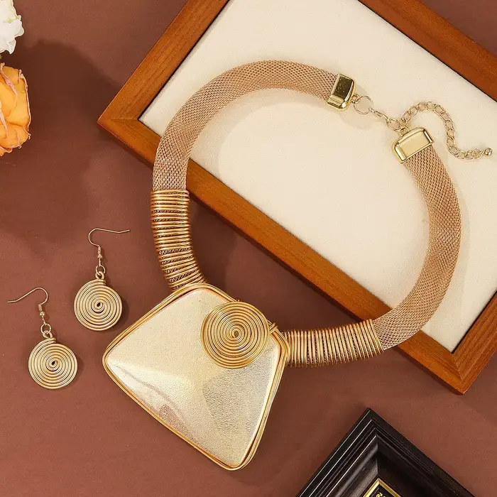 Ensemble de bijoux en résine et fil d'aluminium tressé pour femmes, idéal pour les soirées et les occasions spéciales