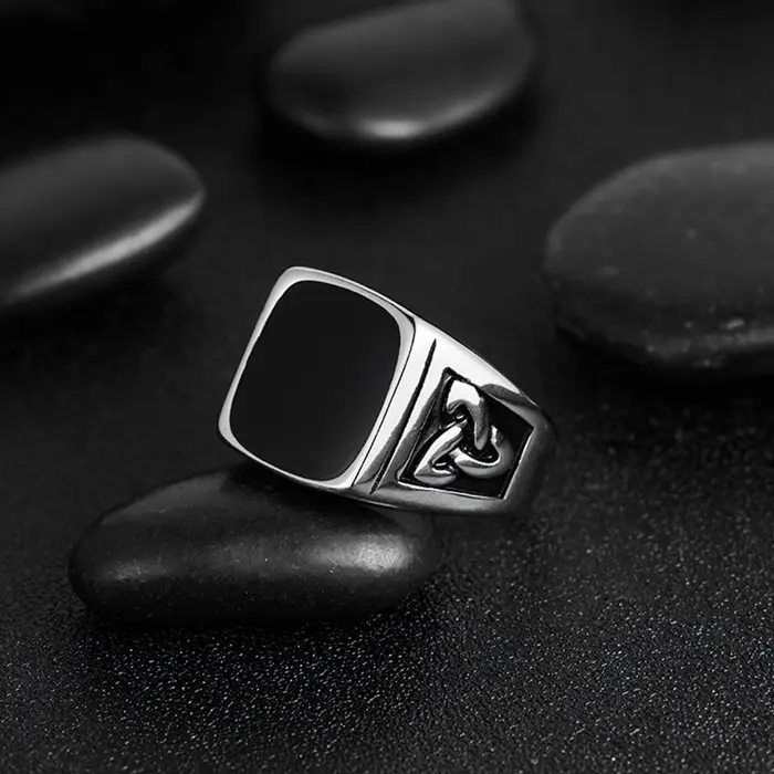 Bague chevalière Vintage Punk Viking pour hommes
