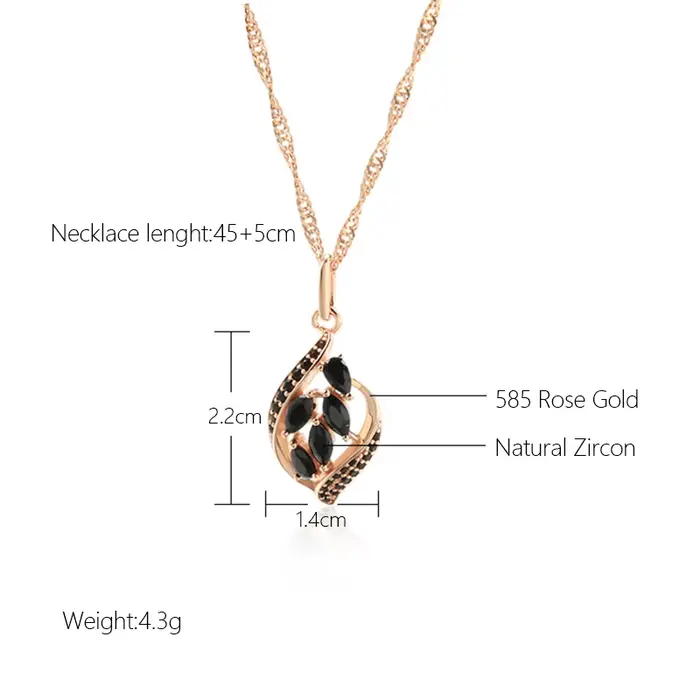 SYOUJYO – collier avec pendentif pavé en Zircon naturel noir pour femmes