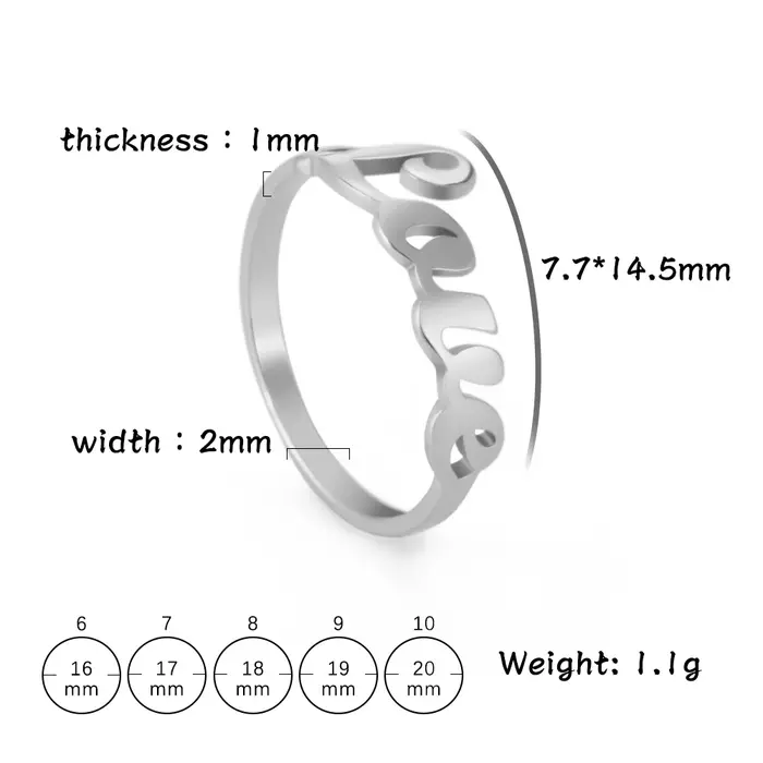 Bague d'amour simple et romantique pour femmes, anneaux de doigt géométriques creux avec alphabet, b