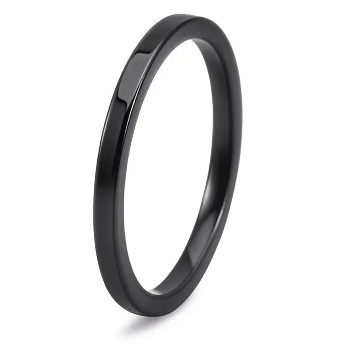 Bague en céramique zircone noire et blanche en gros, 2/4/6/8/10 mm, bande unie, hypoallergénique, bi