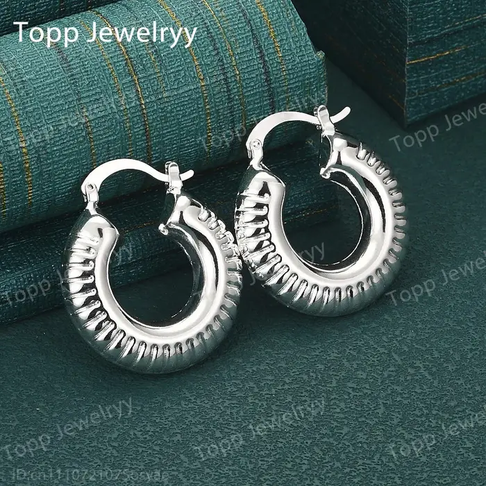 Charmants clips d'oreille en argent sterling 925 avec motif vertical exquis, accessoires de bijoux é