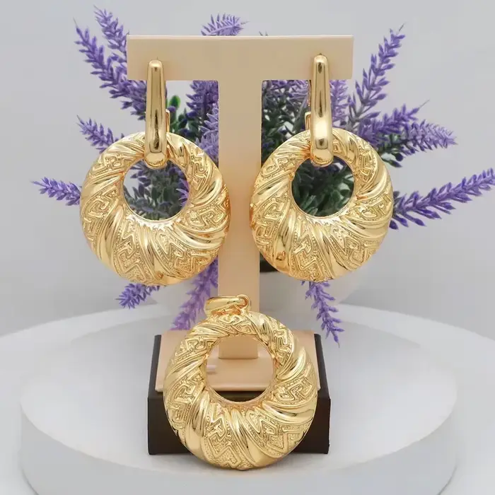 Offre Spéciale – Boucles d'oreilles et pendentif de collier plaqués or 18 carats, design tendance, g