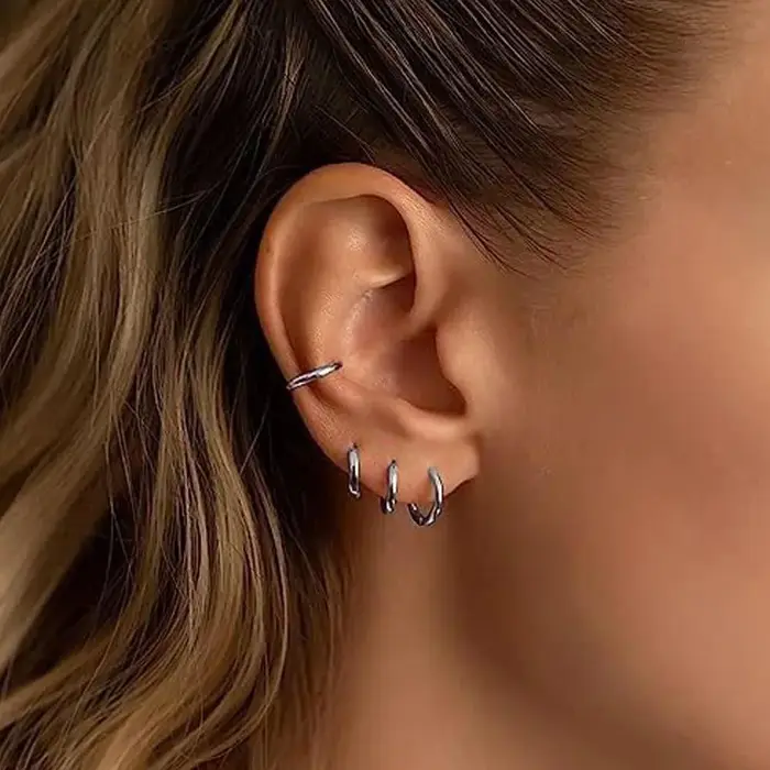 4 paires de boucles d'oreilles Huggie cerceau pour femmes en acier inoxydable hommes