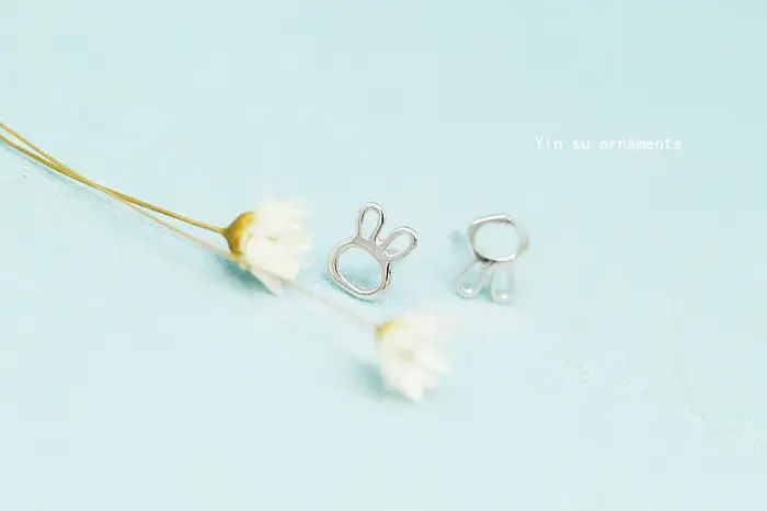 Boucles d'oreilles lapin en argent Sterling 925
