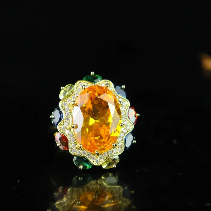 Bague de fiançailles en or blanc 14 carats avec émeraude naturelle taille ronde de 1,34 ct et diaman