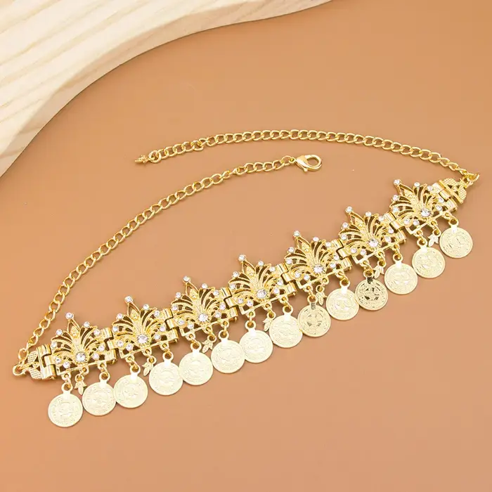 Sunspicems couleur or classique algérien traditionnel bijoux femmes chaîne de cheveux bandeau collier ras du cou motif creux arabe
