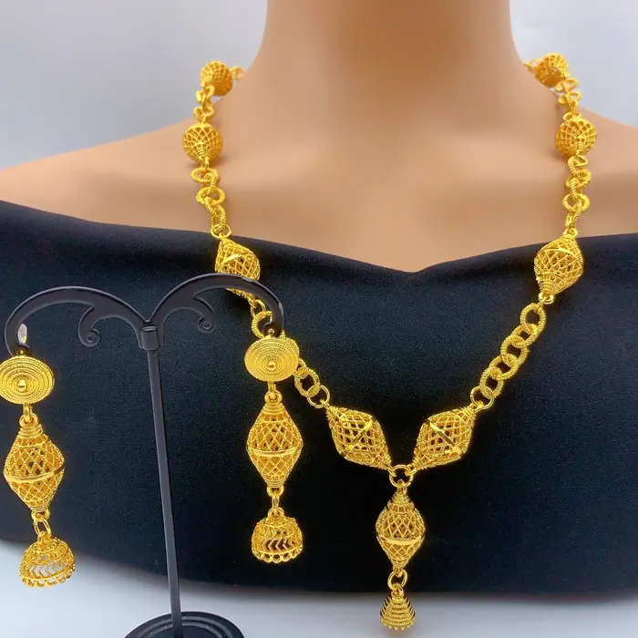 Ensemble de bijoux brésiliens plaqués or 24 carats pour femmes