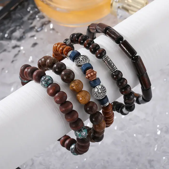 Bijoux populaires transfrontaliers européens et américains ; perles à la main multi-couches avec un sens du design ; bracelets simples et rétro.