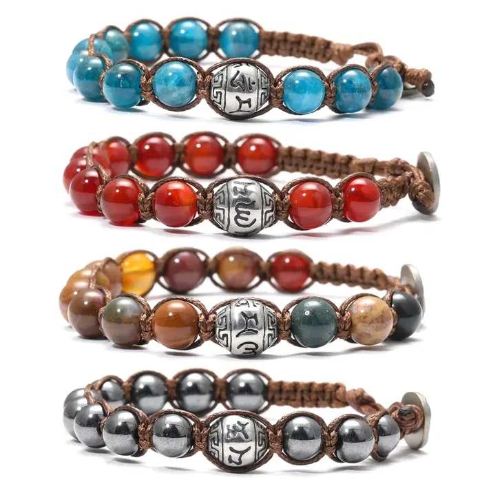 Bracelet de Culture tibétaine tressé en pierre naturelle