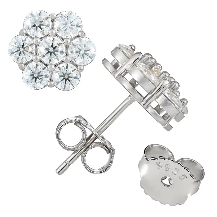 ICEBLING Promotion Boucles d'oreilles clous en argent sterling 925 avec moissanite VVS motif floral,